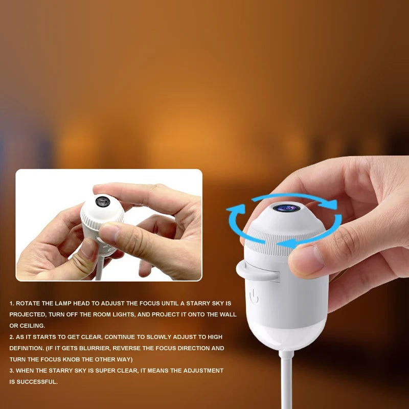 NEW USB Starry Sky Projector Night Light Galaxy Atmosphere Lamp for Car Interior Home Bedroom Romantic Nebula Decor Nightlight