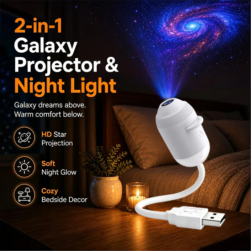 NEW USB Starry Sky Projector Night Light Galaxy Atmosphere Lamp for Car Interior Home Bedroom Romantic Nebula Decor Nightlight